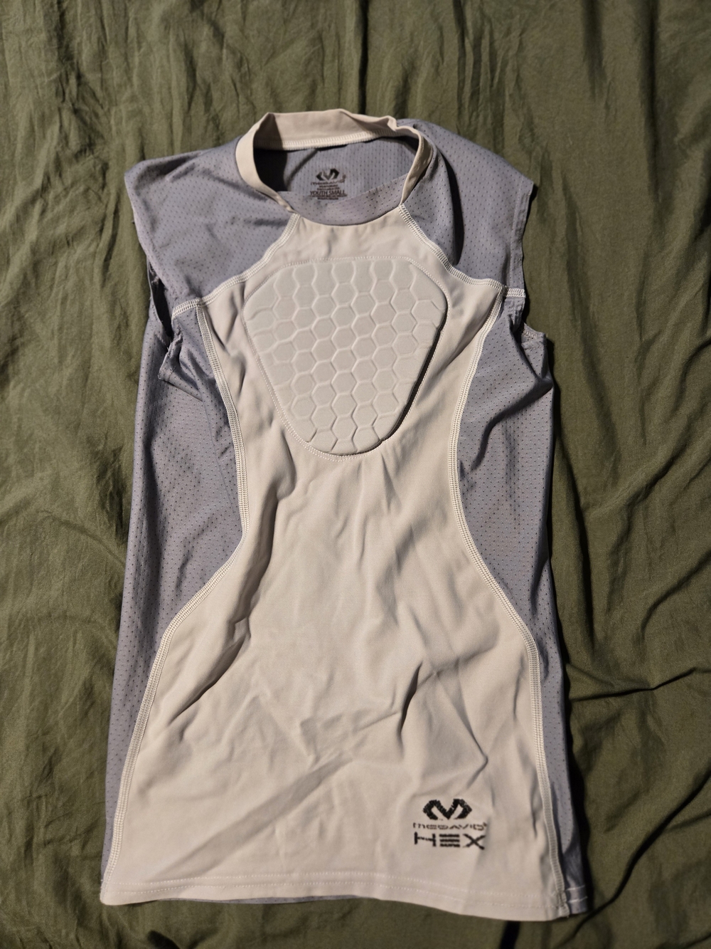 Boy’s Hex Padded Compression Tank Top — White and Gray
